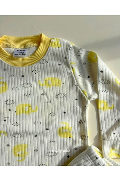 TinyAlp Yumuşacık Baharlık Rahat Kumaş Yazlık Çocuk Unisex Pijama Takımı - 2