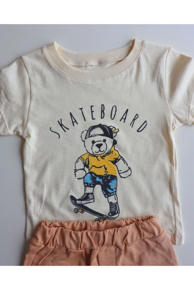 TinyAlp Yazlık Erkek Çocuk Rahat ve Tasarım Desenli Şortlu Takım - 5