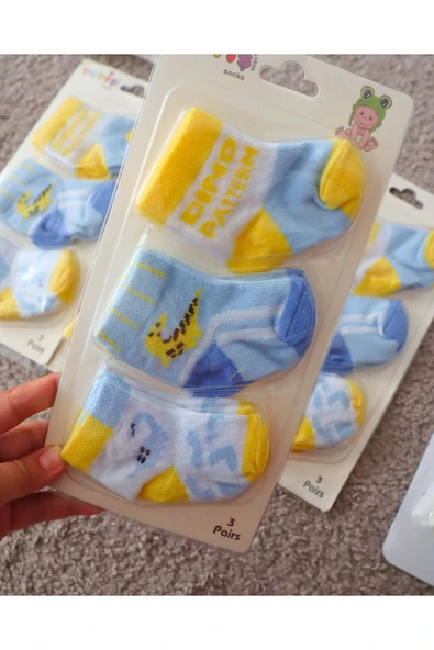 TinyAlp 3'lü Yenidoğan Organik Pamuk Yumuşak Bebek Soft Renkli Çorap - 9