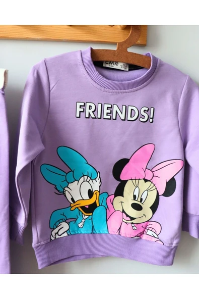 TinyAlp Rahat ve Kaliteli Esneyen Basic Kumaş Friends Kız Çocuk İkili Takım - 2