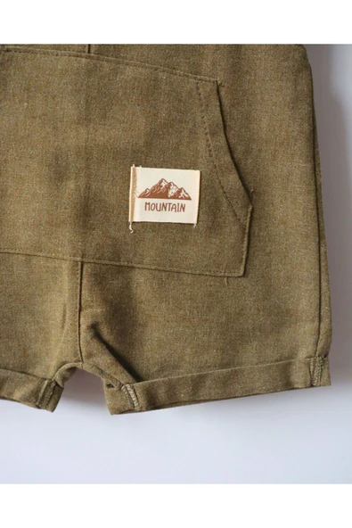 TinyAlp Tasarım Desenli Naturel Keten Kumaş Doğal Ve Soft Renkli Erkek Bebek Tulum Takım - 6