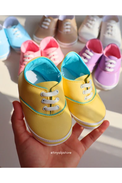 TinyAlp Bayramlık Retro Soft Renkli Tasarım Desenli Tabanı Yumuşacık Renkli Kız Erkek Bebek Ayakkabısı - 9