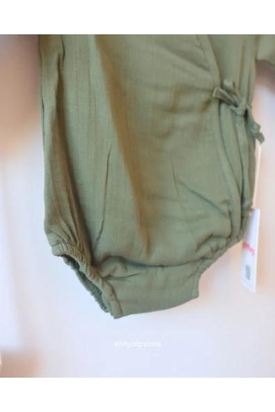 TinyAlp Kruvaze Müslin Kumaş Naturel Bebek Zıbını - 3