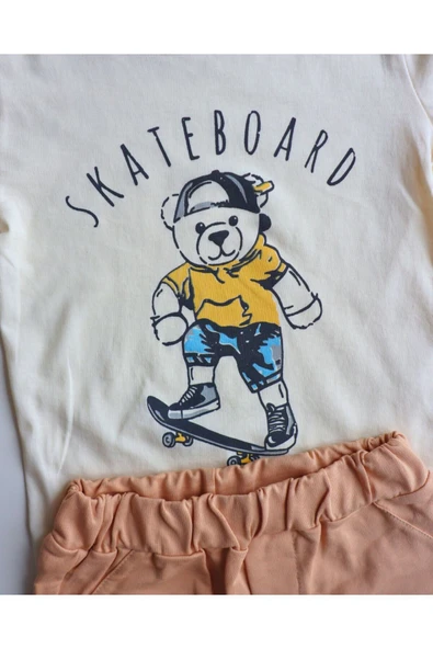 TinyAlp Yazlık Erkek Çocuk Rahat ve Tasarım Desenli Şortlu Takım - 6