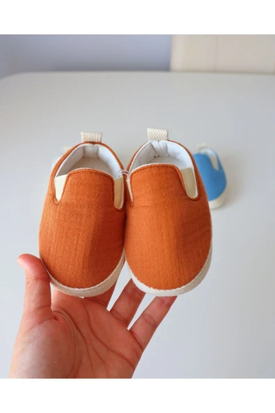 TinyAlp Yazlık Müslin Kumaş Naturel Soft Renkler Tasarım Bebek Ayakkabısı - 2