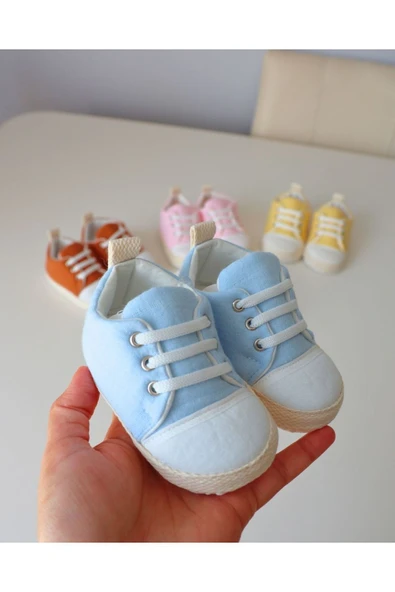 TinyAlp Yazlık Bağcıklı Müslin Kumaş Naturel Tasarım Bebek Ayakkabısı - 7