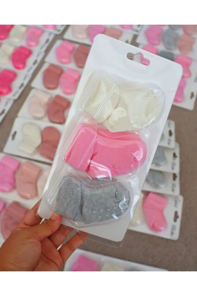 TinyAlp 3'lü Yenidoğan Organik Pamuk Yumuşak Bebek Soft Renkli Çorap - 6
