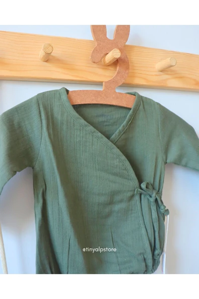 TinyAlp Kruvaze Müslin Kumaş Naturel Bebek Zıbını - 2