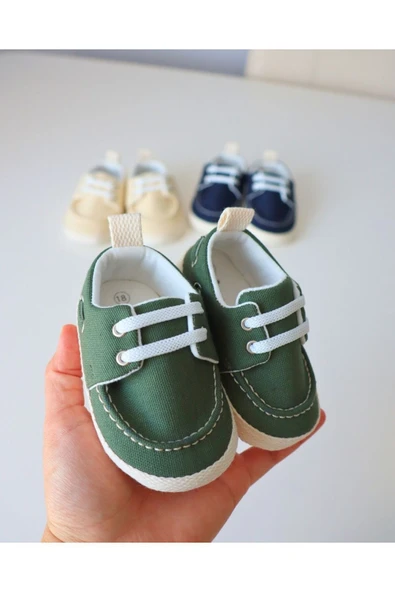 TinyAlp Yazlık Keten Kumaş Soft Ve Naturel Tasarım Bebek Ayakkabısı - 7