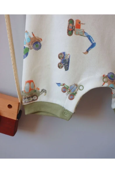 TinyAlp İş Makineleri Tasarım Desenli Erkek Bebek Yazlık Tulum - 3