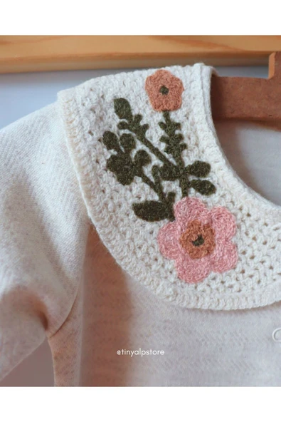 Necix's Yakası İşlemeli Basic Şık ve Rahat Kumaşlı Yenidoğan Kız Bebek Tulum - 9