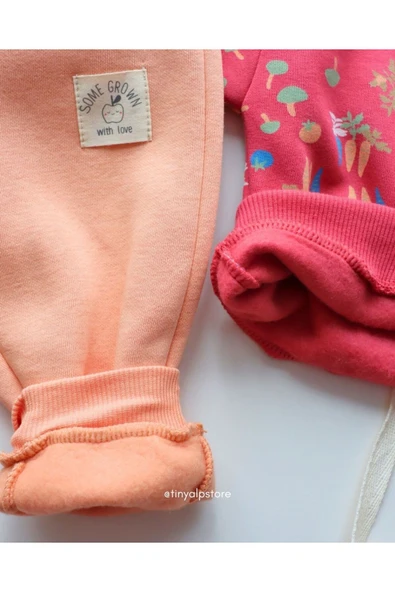 TinyAlp Desenli 3 Iplik Şardonlu Kalın Kışlık Tasarım Desenli Kız/erkek Bebek Takım - 2