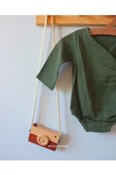 TinyAlp Kruvaze Müslin Kumaş Naturel Bebek Zıbını - 5