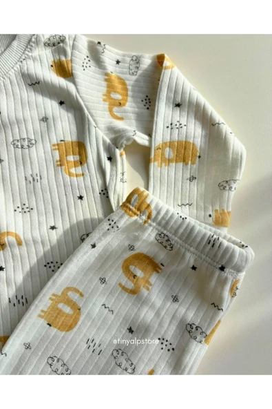 TinyAlp Yumuşacık Baharlık Rahat Kumaş Yazlık Çocuk Unisex Pijama Takımı - 8