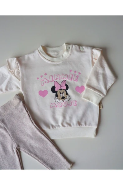 TinyAlp Bacis Rahat ve Yumuşacık Kumaş Fitilli Alt Üst Kız Bebek Takım - 3