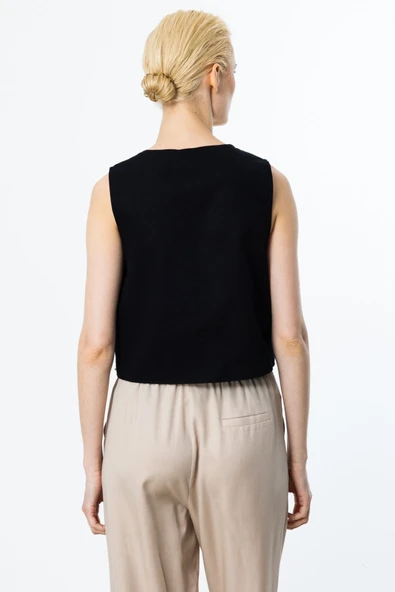 On İşlemeli Boncuklu Pamuk Yelek - 4