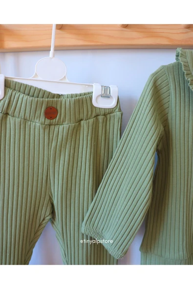 TinyAlp Bebe Yaka Naturel Rahat Kumaşlı Esnek Kız Çocuk Takım - 5