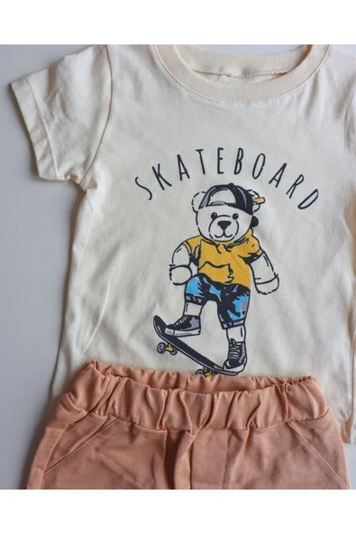 TinyAlp Yazlık Erkek Çocuk Rahat ve Tasarım Desenli Şortlu Takım - 3