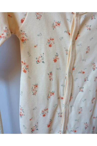 TinyAlp Çtırı Çiçek Desenli Natrel Kumaş Kız Bebek Tulumu - 6