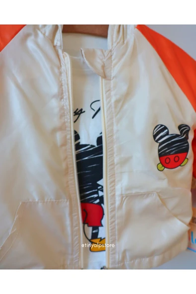 TinyAlp Mickey Desenli Yağmurluk ve Alt Üst Takım - 6
