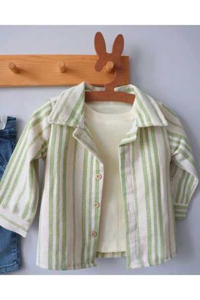 TinyAlp Waffle Kumaş Rahat Ve Esnek Kot Pantolonlu Erkek Bebek 3'lü Takım - 2