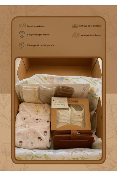 TinyAlp Yenidoğan Bebek Hediye Kutusu ( 3'lü Bebek takımı, bebek çorabı, ayakkabı)