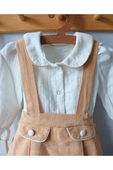 TinyAlp Bebe Yaka Tasarım Ve Şık Rahat Kalıp Müslin Gömlekli Kız Bebek Elbisesi - 4