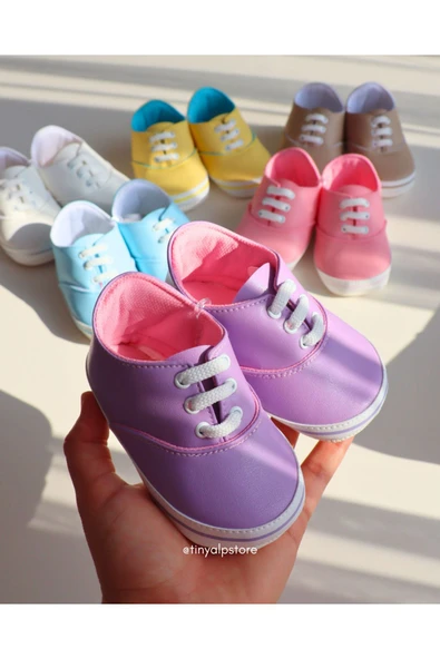 TinyAlp Retro Soft Renkli Tasarım Desenli Tabanı Yumuşacık Renkli Kız Erkek Bebek Ayakkabısı