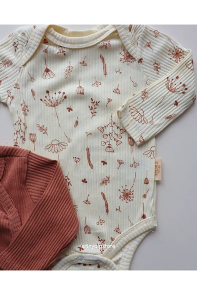 Necix's Pamuklu Rahat Sevimli Tasarım Hayvan Desenli Uzun Kollu Yenidoğan Kız Erkek Bebek Zıbın - 5