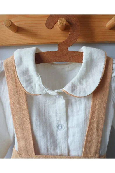 TinyAlp Bebe Yaka Tasarım Ve Şık Rahat Kalıp Müslin Gömlekli Kız Bebek Elbisesi - 6