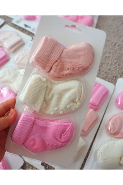 TinyAlp 3'lü Yenidoğan Organik Pamuk Yumuşak Bebek Soft Renkli Çorap - 8