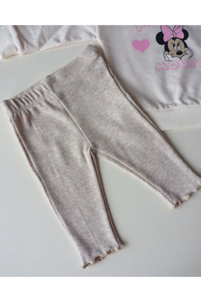 TinyAlp Bacis Rahat ve Yumuşacık Kumaş Fitilli Alt Üst Kız Bebek Takım - 4