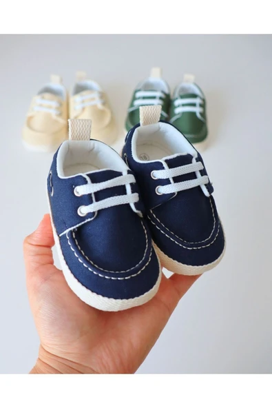 TinyAlp Yazlık Keten Kumaş Soft Ve Naturel Tasarım Bebek Ayakkabısı - 2