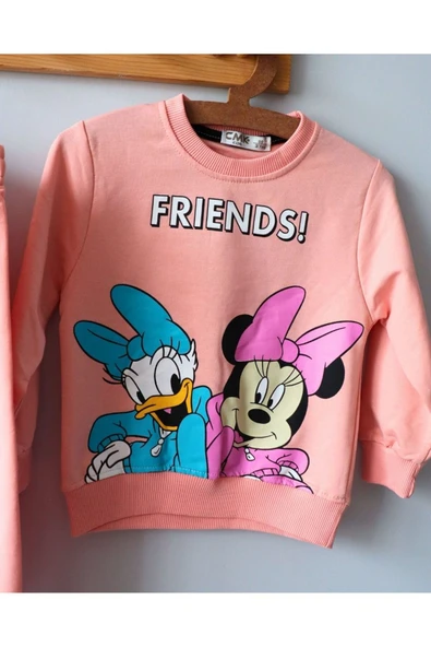 TinyAlp Rahat ve Kaliteli Esneyen Basic Kumaş Friends Kız Çocuk İkili Takım - 9