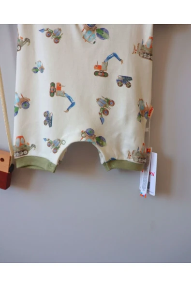 TinyAlp İş Makineleri Tasarım Desenli Erkek Bebek Yazlık Tulum - 4