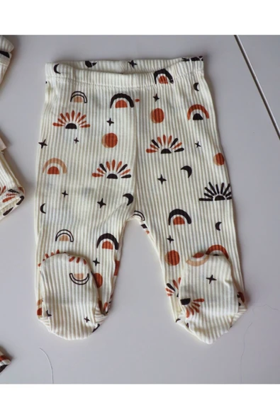 TinyAlp Soft Renkli ve Tasarım Desenli Yumuşacık Kız / Erkek Bebek Yenidoğan Takım - Çorap Hediyeli - 6