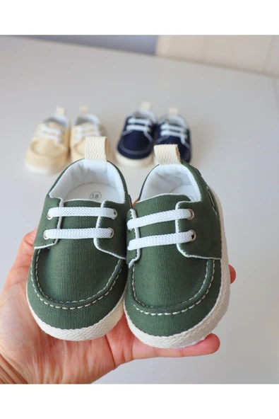 TinyAlp Yazlık Keten Kumaş Soft Ve Naturel Tasarım Bebek Ayakkabısı - 6