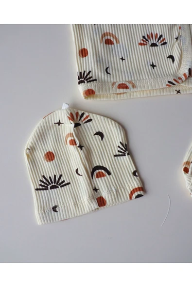 TinyAlp Soft Renkli ve Tasarım Desenli Yumuşacık Kız / Erkek Bebek Yenidoğan Takım - Çorap Hediyeli - 7