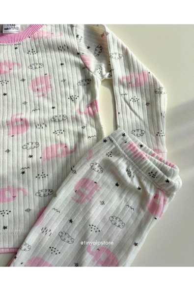 TinyAlp Yumuşacık Baharlık Rahat Kumaş Yazlık Çocuk Unisex Pijama Takımı - 6