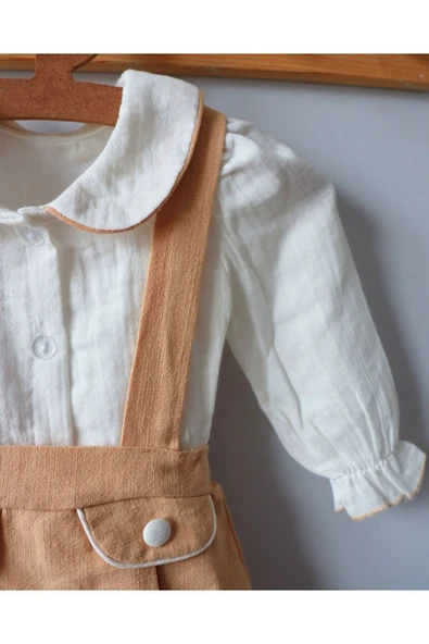 TinyAlp Bebe Yaka Tasarım Ve Şık Rahat Kalıp Müslin Gömlekli Kız Bebek Elbisesi - 5