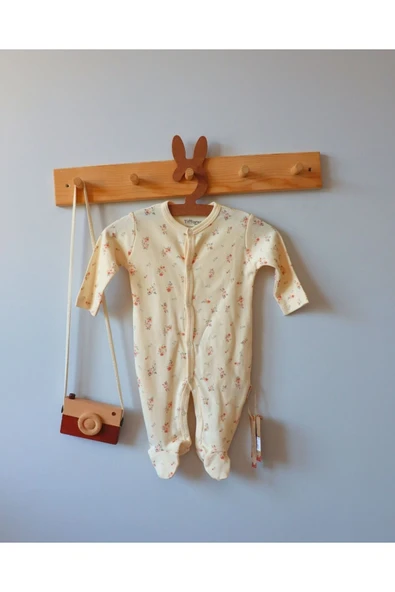 TinyAlp Çtırı Çiçek Desenli Natrel Kumaş Kız Bebek Tulumu