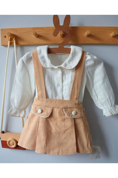 TinyAlp Bebe Yaka Tasarım Ve Şık Rahat Kalıp Müslin Gömlekli Kız Bebek Elbisesi - 3
