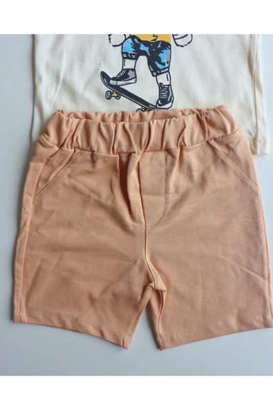 TinyAlp Yazlık Erkek Çocuk Rahat ve Tasarım Desenli Şortlu Takım - 4