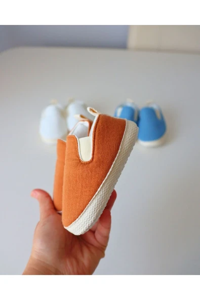 TinyAlp Yazlık Müslin Kumaş Naturel Soft Renkler Tasarım Bebek Ayakkabısı - 4
