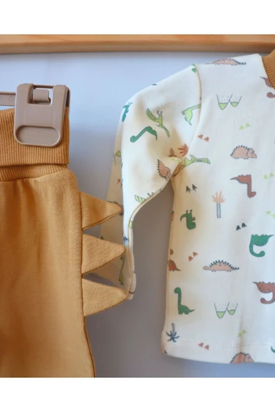 TinyAlp Dino Desenli Soft Renkli Erkek Bebek İkili Takım - 3