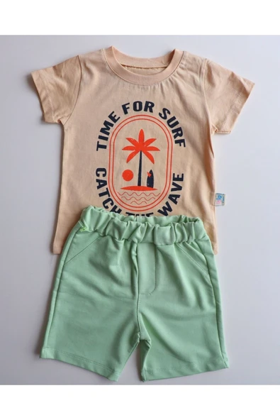 TinyAlp Yazlık Erkek Çocuk Rahat ve Tasarım Desenli Şortlu Takım - 7