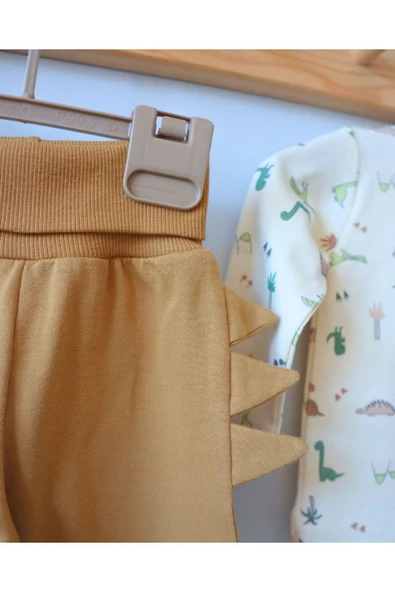 TinyAlp Dino Desenli Soft Renkli Erkek Bebek İkili Takım - 7