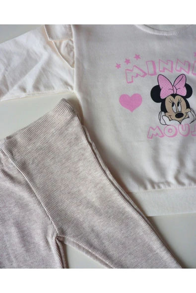 TinyAlp Bacis Rahat ve Yumuşacık Kumaş Fitilli Alt Üst Kız Bebek Takım - 2