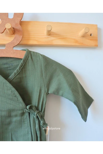 TinyAlp Kruvaze Müslin Kumaş Naturel Bebek Zıbını - 4