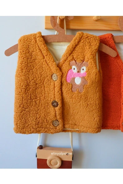 TinyAlp Yumuşacık Polar Kumaş Welfost Kız Bebek Yelek